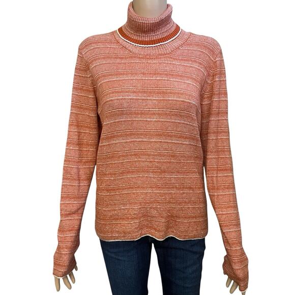 Rouje Paris Iris Alpaca Blend Striped Sweater 42 EU/10 US Turtleneck Pullover - Picture 1 of 9